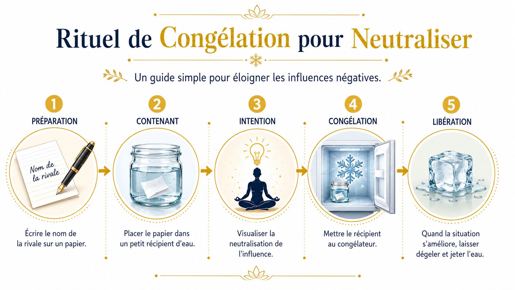 Guide étape par étape illustré sur la manière de réaliser un rituel de congélation contre une rivale.