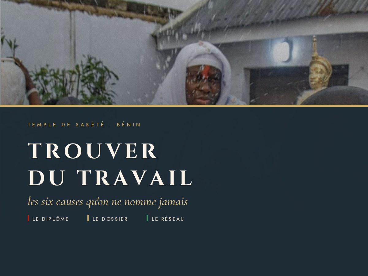 Trouver du travail : les six causes qu'on ne nomme jamais, par Maître Luc au temple de Sakété.