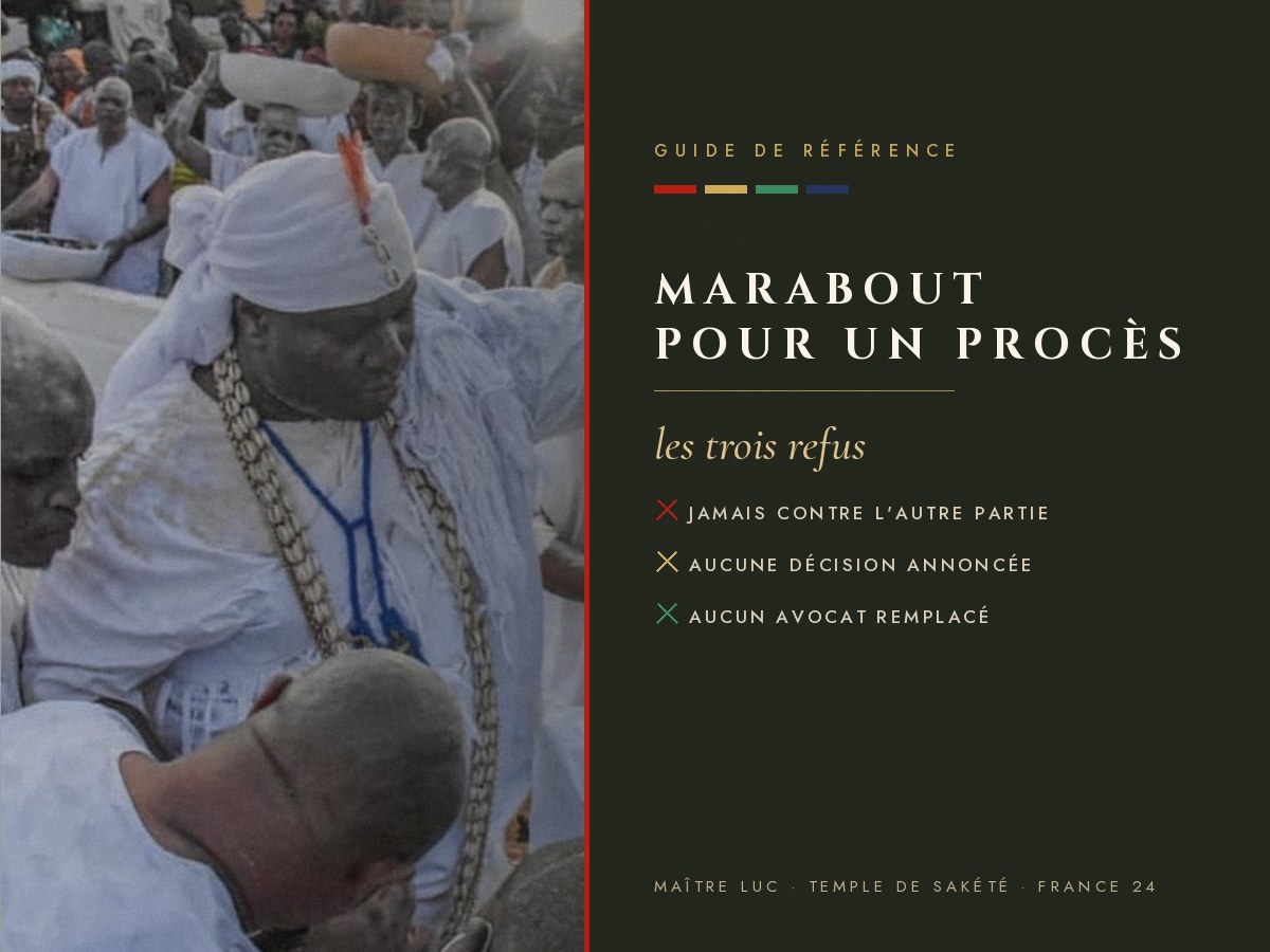 Marabout pour un procès : les trois refus, par Maître Luc au temple de Sakété.